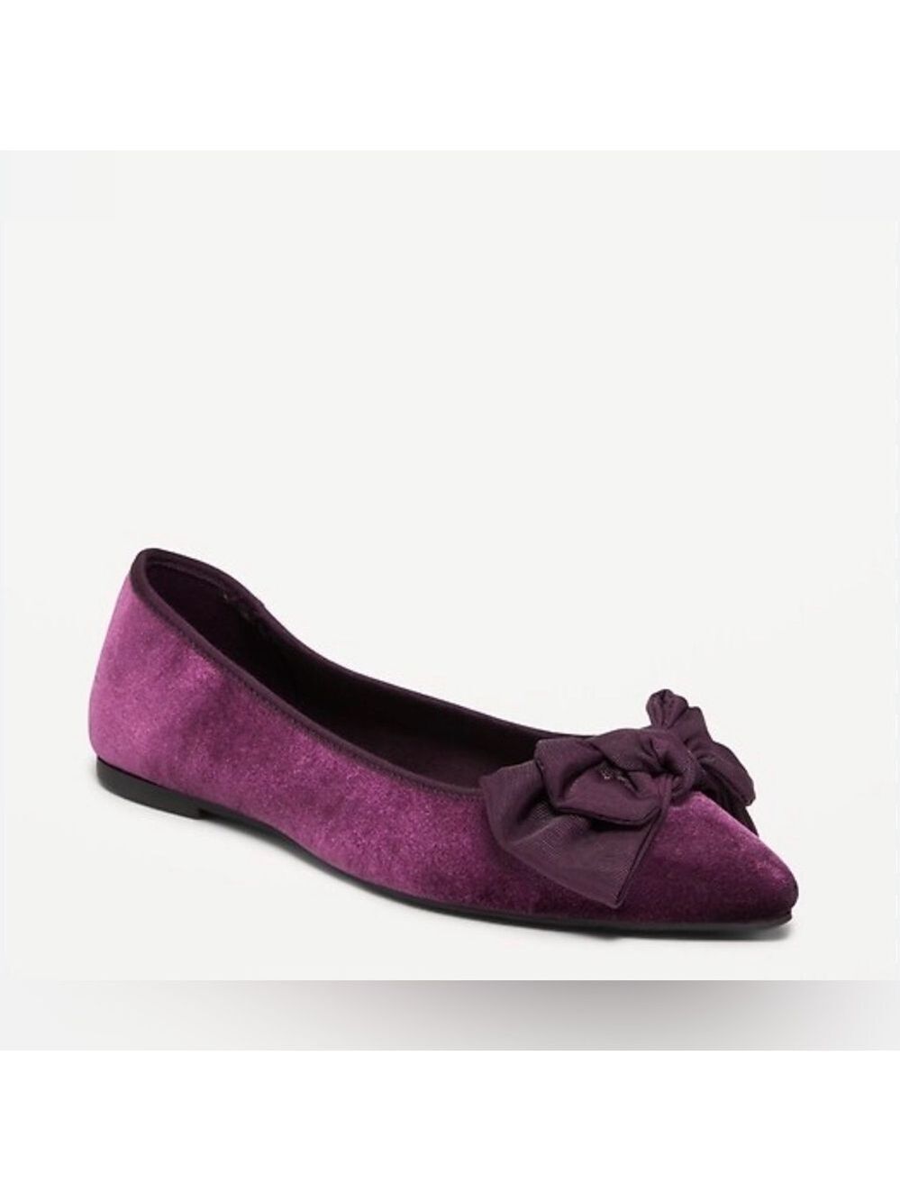 Old Navy Christmas Holidays Velvet Pointed-Toe Bow Ballet Flats NWT 8.5 Formal - Picture 2 of 8